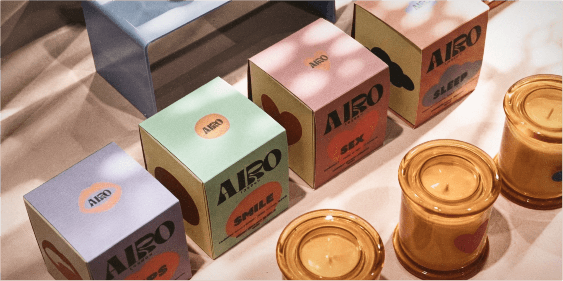 Airo candle boxes and amber jars